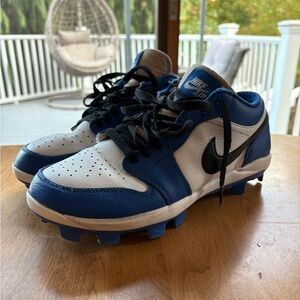 Nike  Black, Blue, and White Jordan cleats
